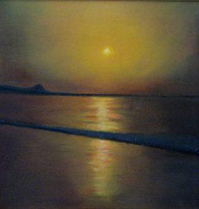 Maalaus auringonlasku meren rannalla, Vietnam